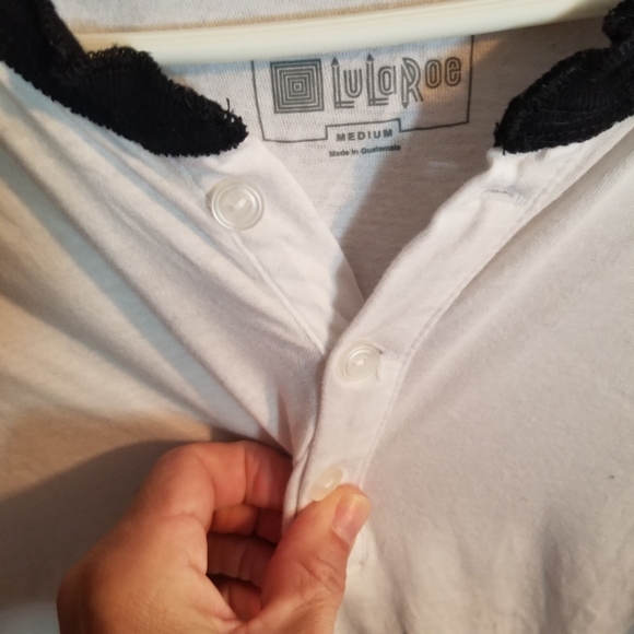 LuLaRoe Mark. White shirt/black sleeves. Medium. - Picture 4 of 5